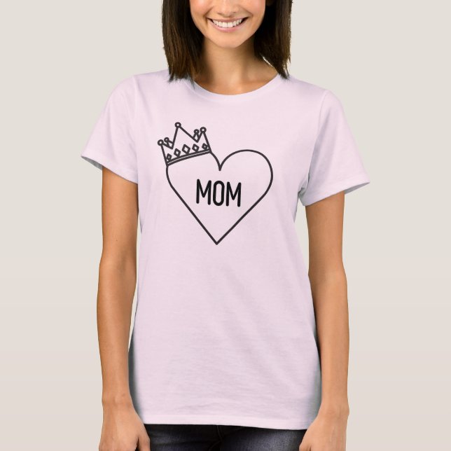 Mamma (i hjärtat med Krona) T Shirt (Framsida)