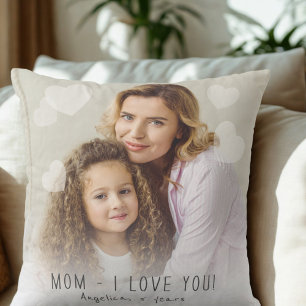 Mamma I kärlek, du Photo Hearts Dekorativ kudde