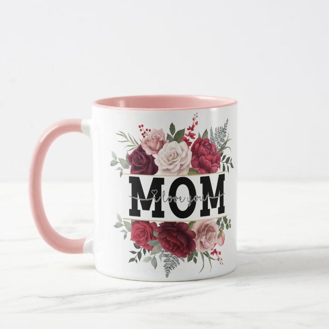 "Mamma, I kärlek du" vattenfärgskaffe av blommigt  Mugg (Vänster)