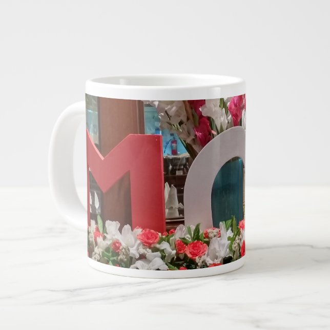 "Mamma, I Kärlek You" - en helig Blommigt Jumbo Mugg (Framsida vänster)