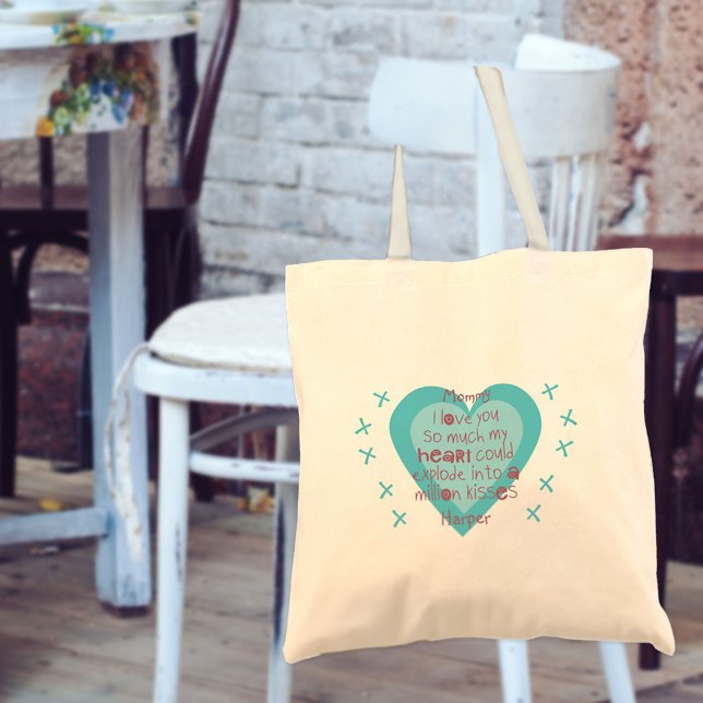 Mamma I kärlek You Kids Dikt - Hearts & Kisses Ros Tygkasse (Skapare uppladdad)