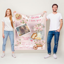 Mamma I Kärlek You Photo Rosa Blommigt | Skripttex Fleecefilt