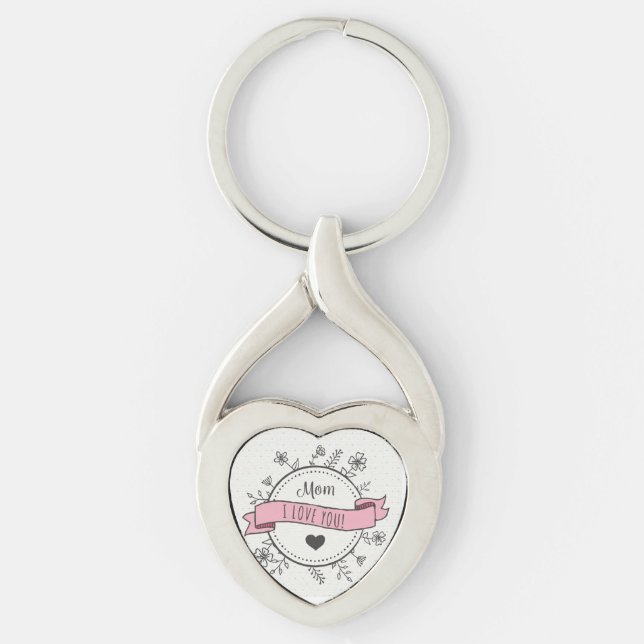 Mamma I kärlek You Twisted Heart Silverfärgad Nyckelring (Framsidan)