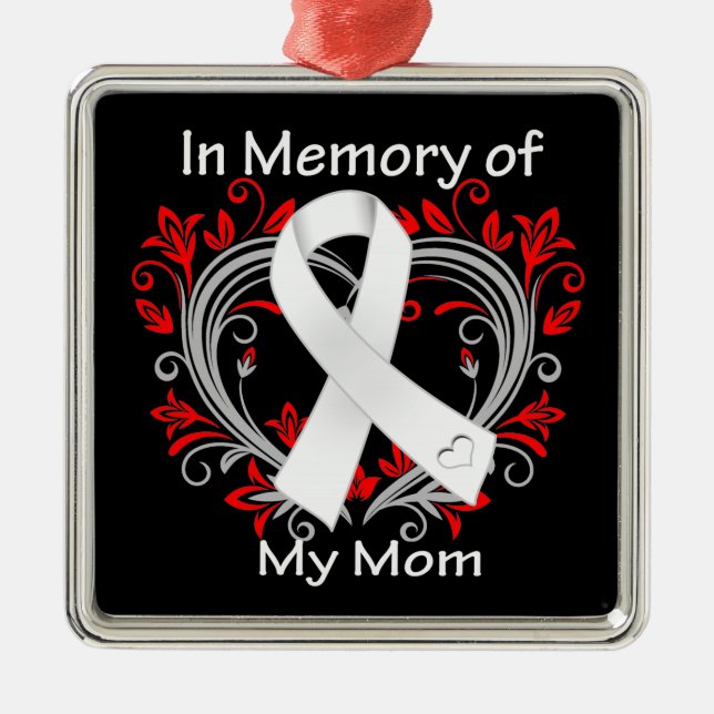 Mamma - i minnet Lung Cancer Heart Julgransprydnad Metall (Framsidan)