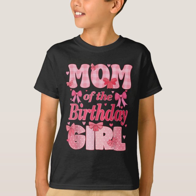 Mamma i Rosan Coquette Bow för födelsedagsflickans T Shirt (Framsida)