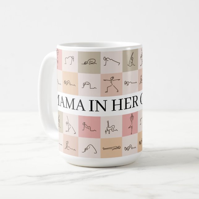 Mamma i sin lugna era Yoga Estetisk Design Kaffemugg (Framsida vänster)