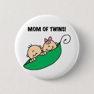Mamma i Twillingar-ärter i Pod Tshirts och Gifts Knapp