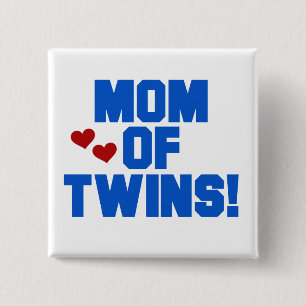 Mamma i Twillingar-Blå textskjortor och presenter Knapp