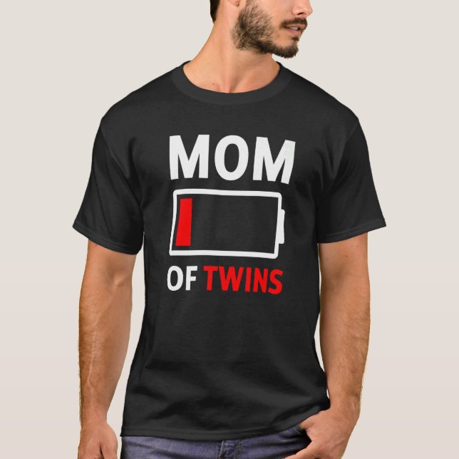 Mamma i Twillingar Låg batteriladdning Tute Twin M T Shirt (Framsida)