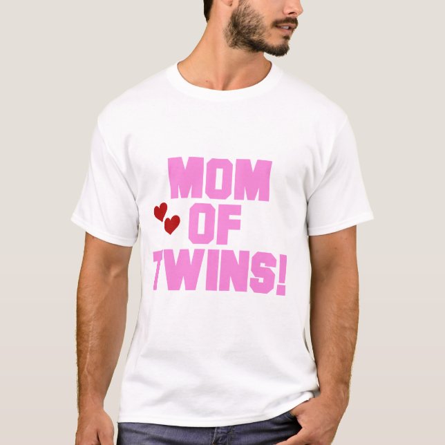 Mamma i Twillingar-Rosa Text Tshirts och Gattar (Framsida)