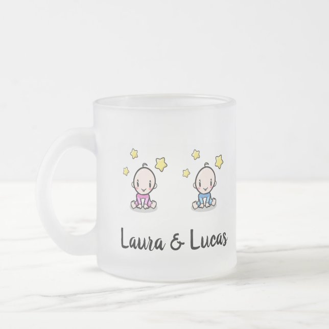 Mamma i Twillingarna Mugg, New mamma Gift, Boy & G Frostad Glasmugg (Vänster)