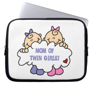 Mamma i Twin Girls T-shirts och Gifts Laptop Fodral