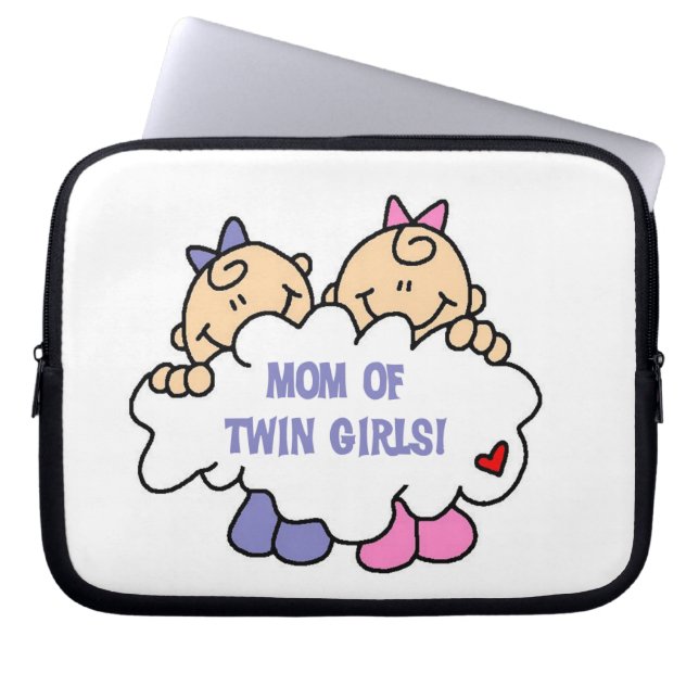 Mamma i Twin Girls T-shirts och Gifts Laptop Fodral (Framsidan)