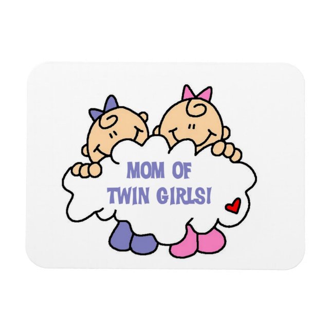 Mamma i Twin Girls T-shirts och Gifts Magnet (Horisontell)