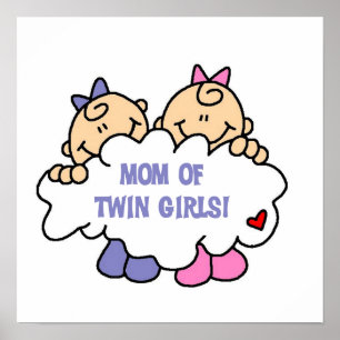 Mamma i Twin Girls T-shirts och Gifts Poster
