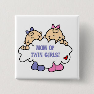 Mamma i Twin Girls Tshirts och Gifts Knapp