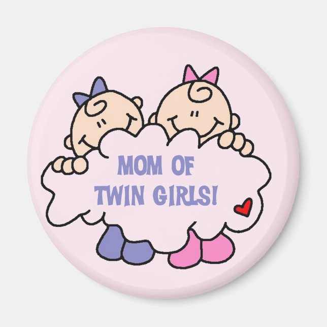 Mamma i Twin Girls Tshirts och Gifts Magnet (Framsidan)