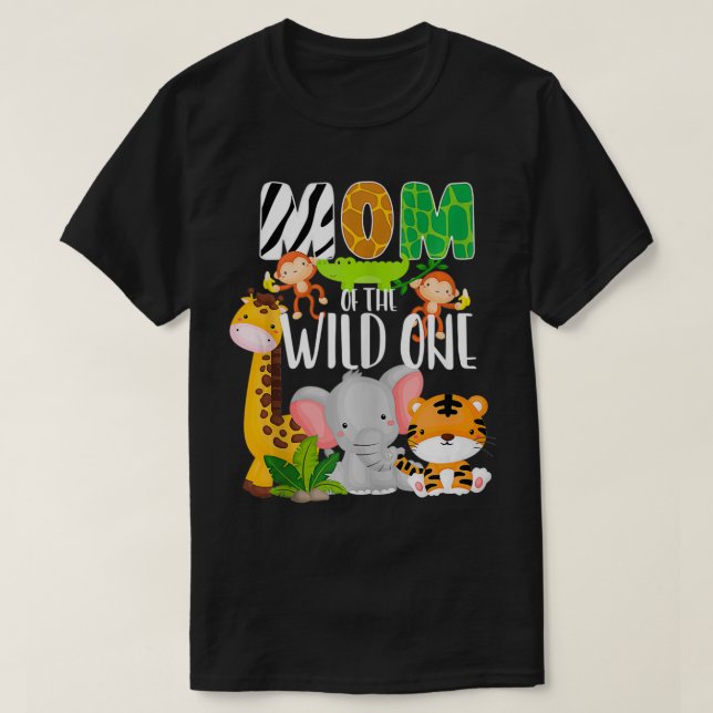 Mamma i Vild ett Zoo Theme Birthday Safari Jung T Shirt (Design framsida)