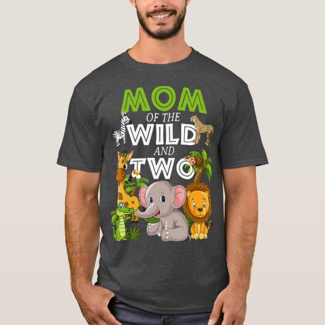 Mamma i Vild Two Zoo Birthday Safari Jungle T Shirt (Framsida)