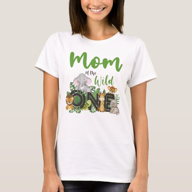 Mamma i Vilden Ett jungle Safari Zoo Animals T-Sh T Shirt (Framsida)