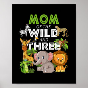 Mamma i Vilden Three Zoo Birthday Safari Jungle Poster