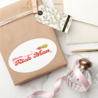 Mamma, jag är en Rik Man Oval Sticker Ovalt Klistermärke