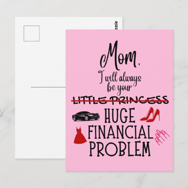 Mamma, jag kommer alltid att vara din stora ekonom vykort (Fram/baksida)
