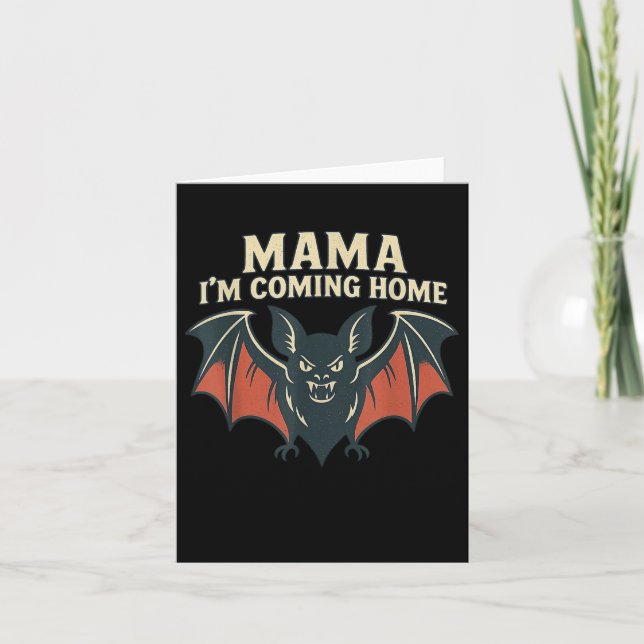 Mamma jag kommer hem Bat Rollig Tee  Kort (Framsida)