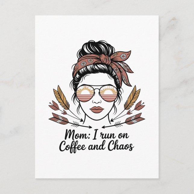 Mamma jag springer på kaffe och kaos vykort (Framsida)