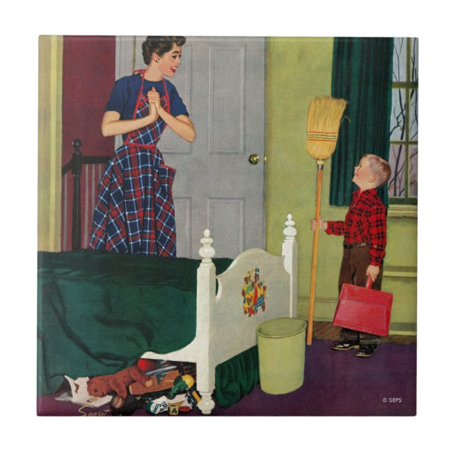 Mamma, jag städade mitt rum! kakelplatta (Framsidan)