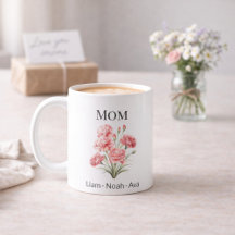 Mamma januari födelsemånadsblomma med barnens namn
