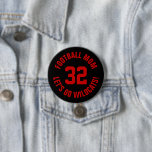 Mamma Jersey-nummer för Black and Red Football Knapp<br><div class="desc">Skål på ditt favoritlag, fotbollsspelare eller visa upp ditt pride med en anpassningsbar personlig-spritknapp! Lägg till din skola namn eller anpassa dig med spelarens namn och jersey-nummer. Perfekt för fotboll, basket, baseboll och fotbollsspel! Skapa anpassningsbar stift för hela teamet, cheerleadership, föräldrar och syskon till bära på speldagen. Klicka på Anpassa...</div>