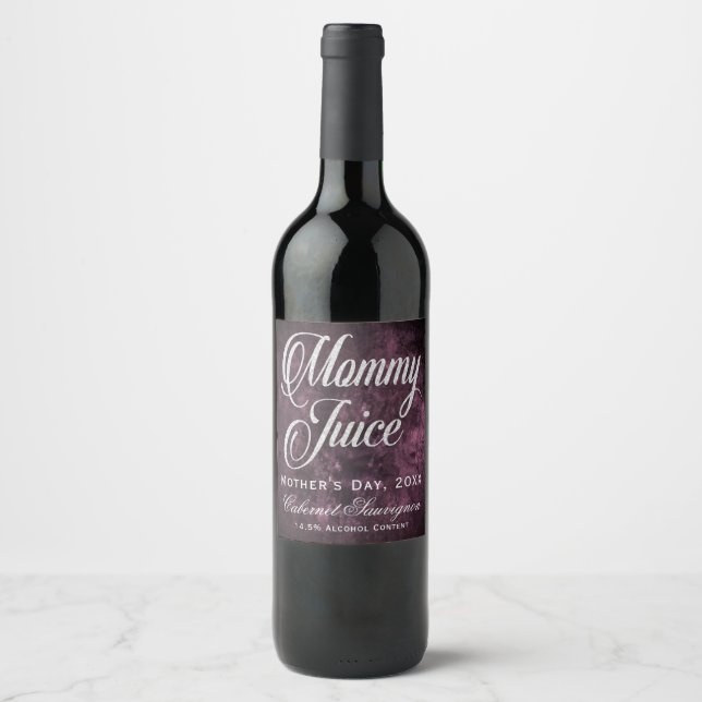 Mamma Juice Mors dag Grape Sangria Lila Vinflaska Etikett (Framsida)