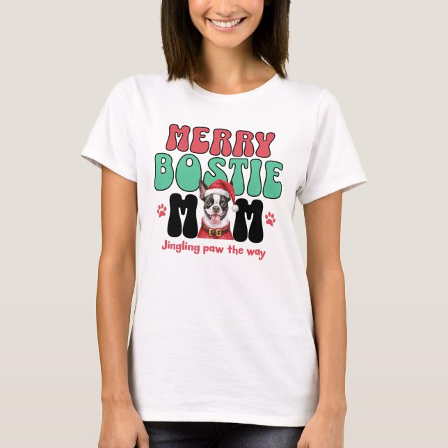 Mamma, Jul Boston Terrier T Shirt (Framsida)