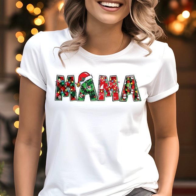 Mamma jul Ljus Typografi Festive Helgdag T Shirt (Skapare uppladdad)