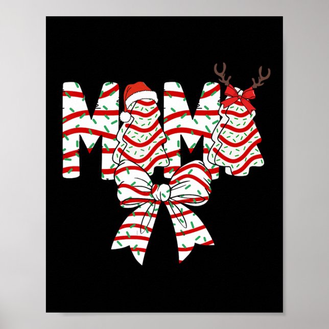 Mamma julgran tårta mönster Coquette Bow Xmas Poster (Framsidan)