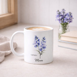 Mamma juli födelsemånadsblomma riddarsporre kaffemugg