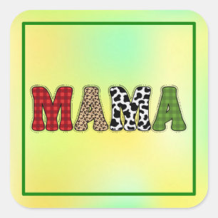 Mamma julrandig mönsterdesign fyrkantigt klistermärke