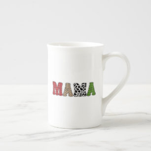 Mamma julrandigt mönsterdesign benporslin mugg