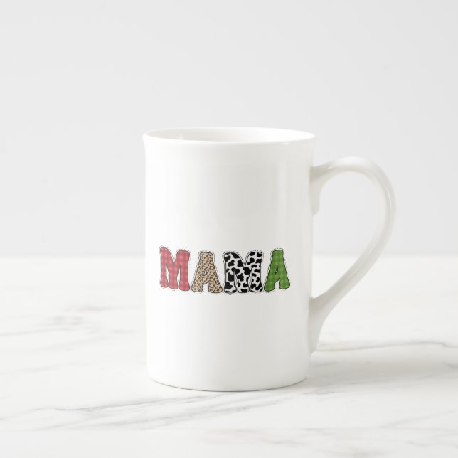 Mamma julrandigt mönsterdesign benporslin mugg (Höger)