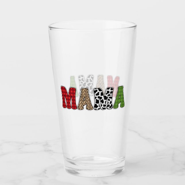 Mamma julrandigt mönsterdesign glaskopp (Framsida)