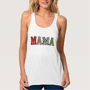 Mamma julrandigt mönsterdesign linne med racerback