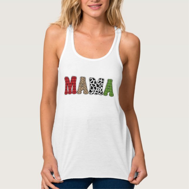 Mamma julrandigt mönsterdesign linne med racerback  (Framsida)