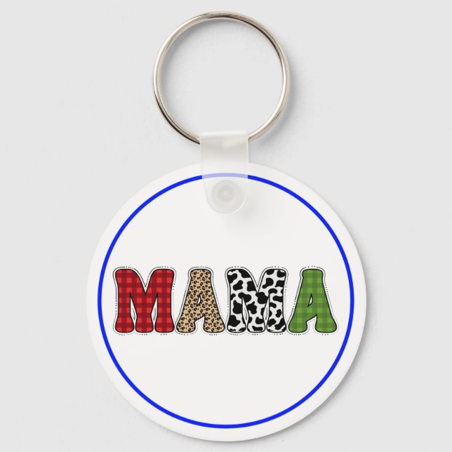 Mamma julrandigt mönsterdesign nyckelring (Framsida)