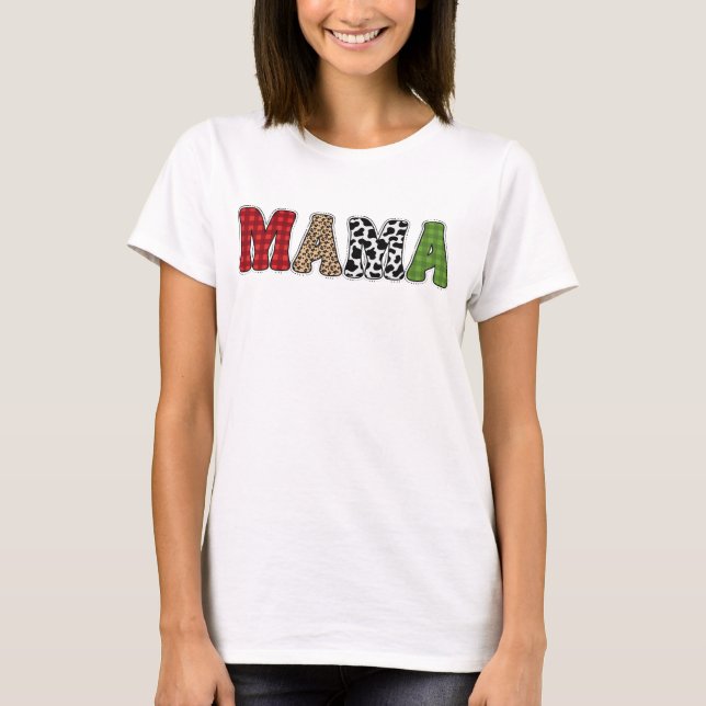 Mamma julrandigt mönsterdesign t shirt (Framsida)
