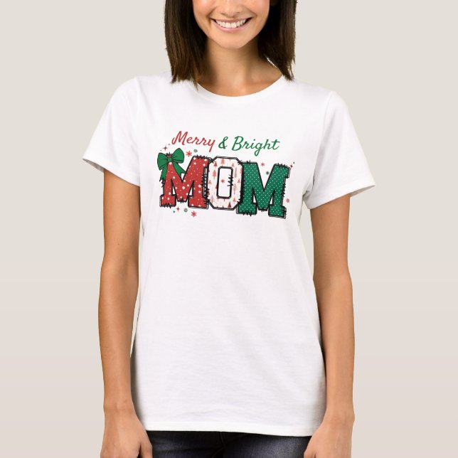 Mamma-julskjortan Merry och den ljusa t-tröjan T Shirt (Framsida)