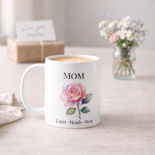 Mamma juni födelsedagsblomma med barns namn kaffemugg