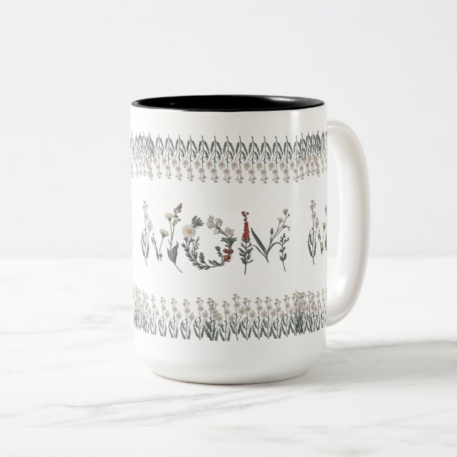 "Mamma" Kaffe Mugg med blommor - enkelt och elegan (Framsida höger)