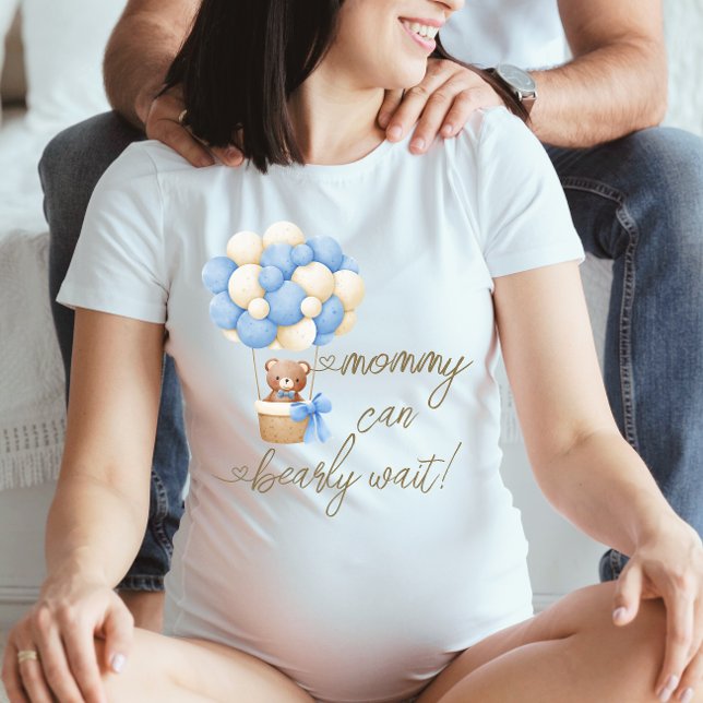 Mamma kan bolla Blue Nalle Baby Shower T Shirt (Skapare uppladdad)