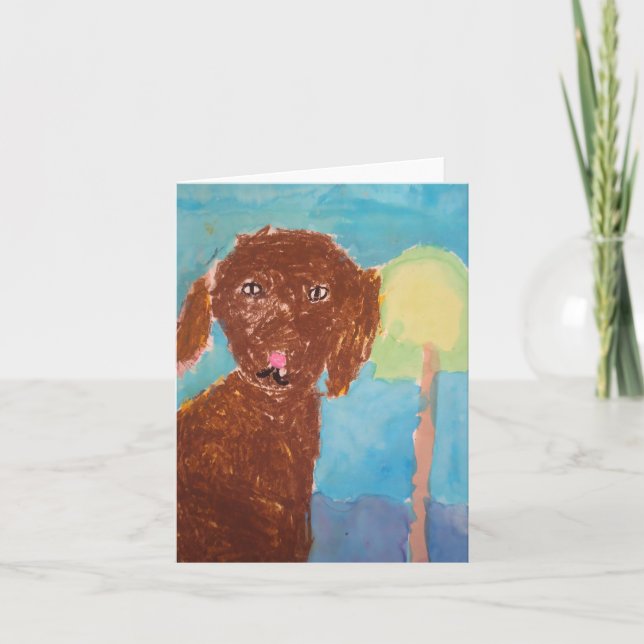 "Mamma, kan vi få en hund? (Vattenfärg och oljepas Kort (Framsida)
